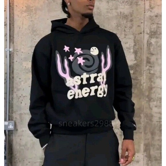 Shein Hoodie Adult Size S Black Astra Energy Grapic Print Pullover - Picture 1 of 13